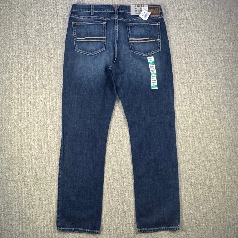 Ariat‎ M1 Vintage Straight Leg Jeans Mens 38x34 Dark Wash Western Denim NWT